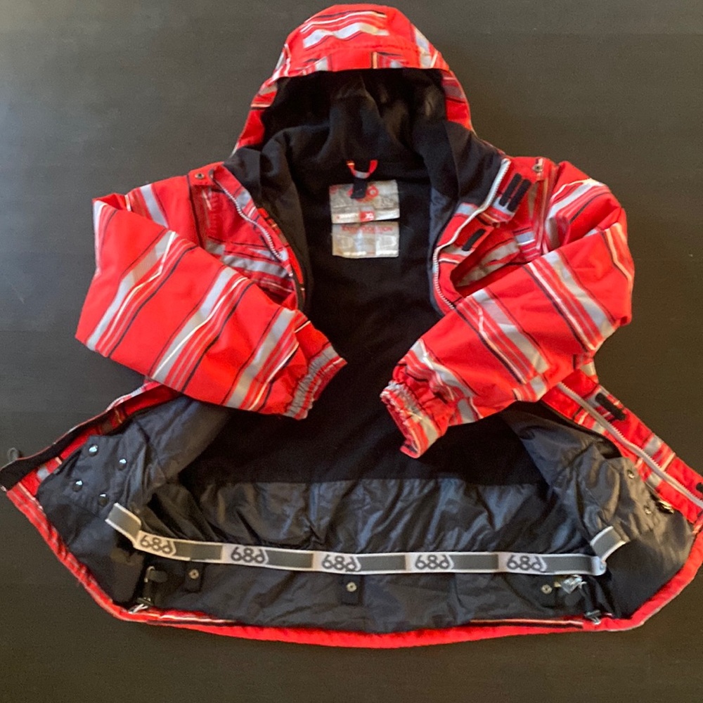 Youth Boys Powder Jacket- Red Stripes- never lost on the slopes!!!